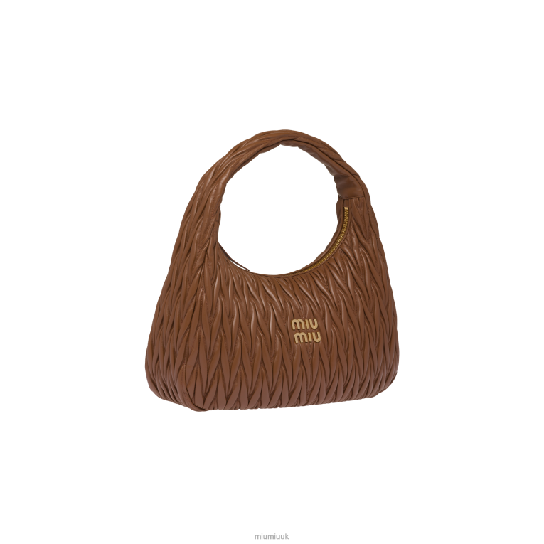 Collection Wander Matelasse Nappa Leather Hobo Bag Miu Miu XH28Z29 Cognac