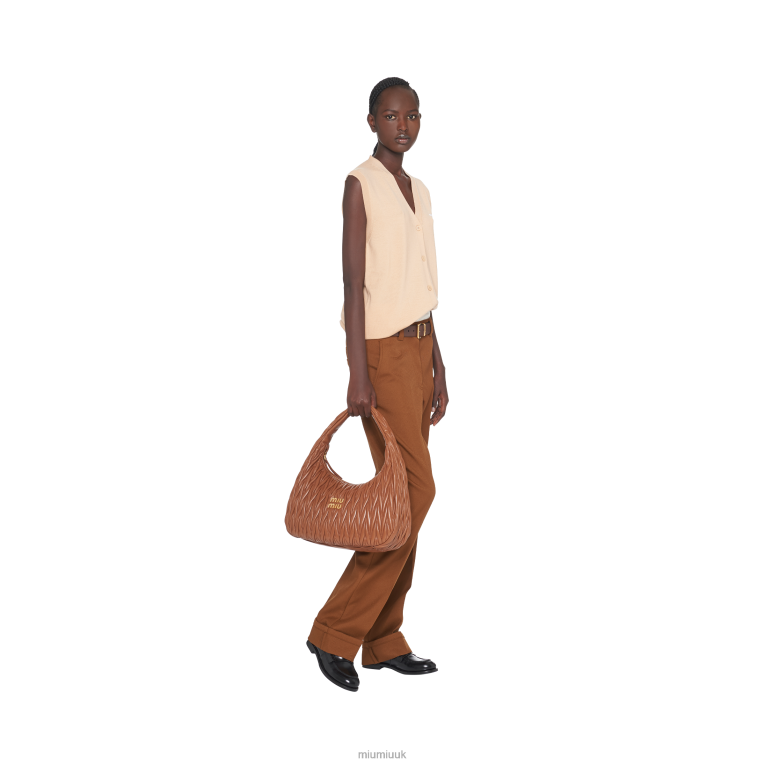 Collection Wander Matelasse Nappa Leather Hobo Bag Miu Miu XH28Z29 Cognac