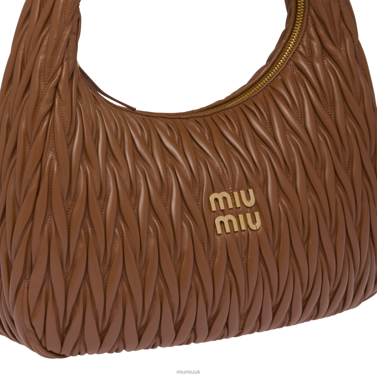 Collection Wander Matelasse Nappa Leather Hobo Bag Miu Miu XH28Z29 Cognac