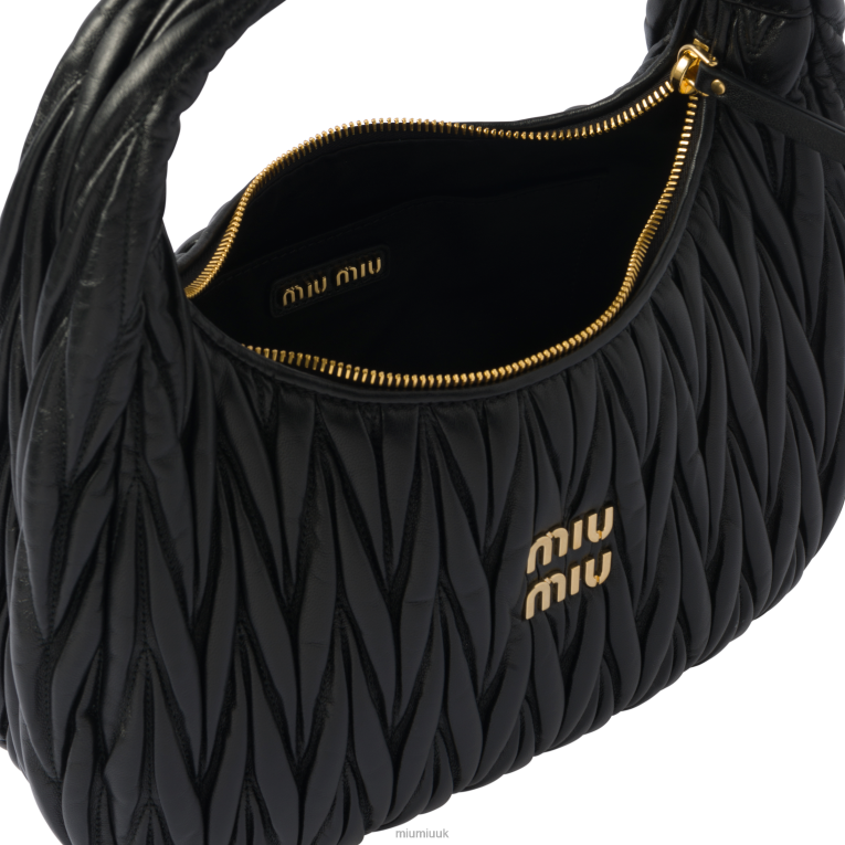 Collection Wander Matelasse Nappa Leather Hobo Bag Miu Miu XH28Z30 Black