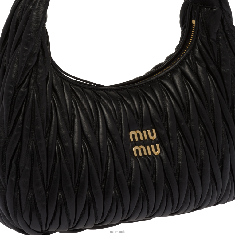 Collection Wander Matelasse Nappa Leather Hobo Bag Miu Miu XH28Z30 Black