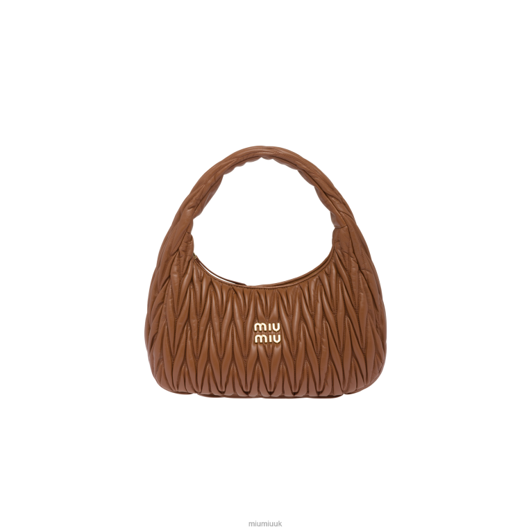 Collection Wander Matelasse Nappa Leather Hobo Bag Miu Miu XH28Z33 Cognac