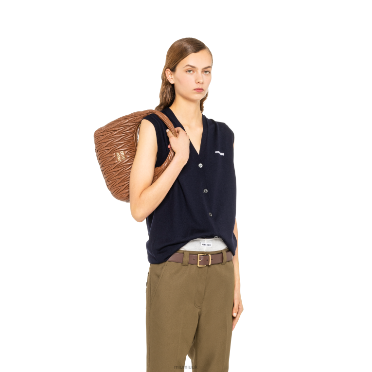 Collection Wander Matelasse Nappa Leather Hobo Bag Miu Miu XH28Z33 Cognac