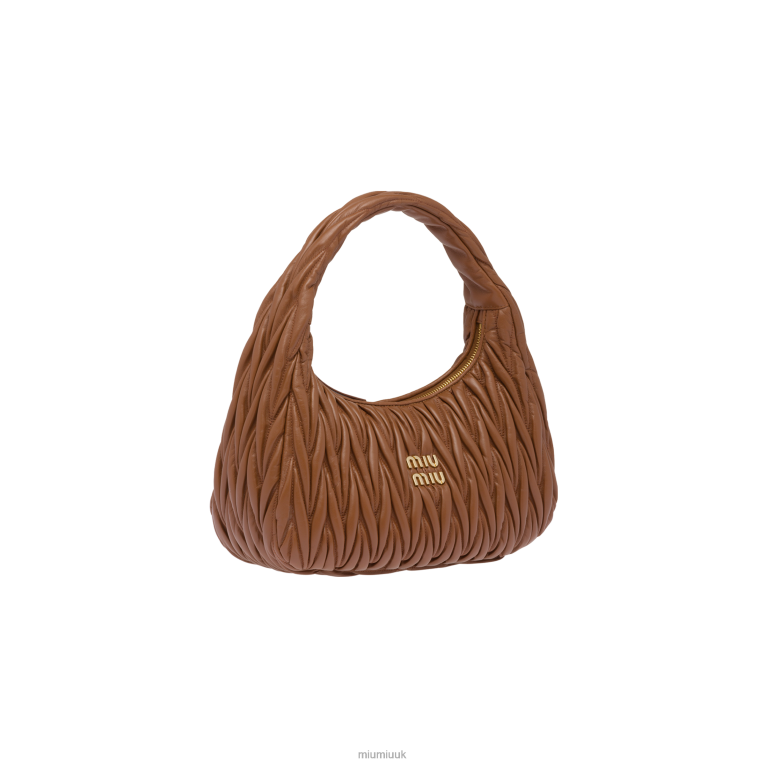 Collection Wander Matelasse Nappa Leather Hobo Bag Miu Miu XH28Z33 Cognac