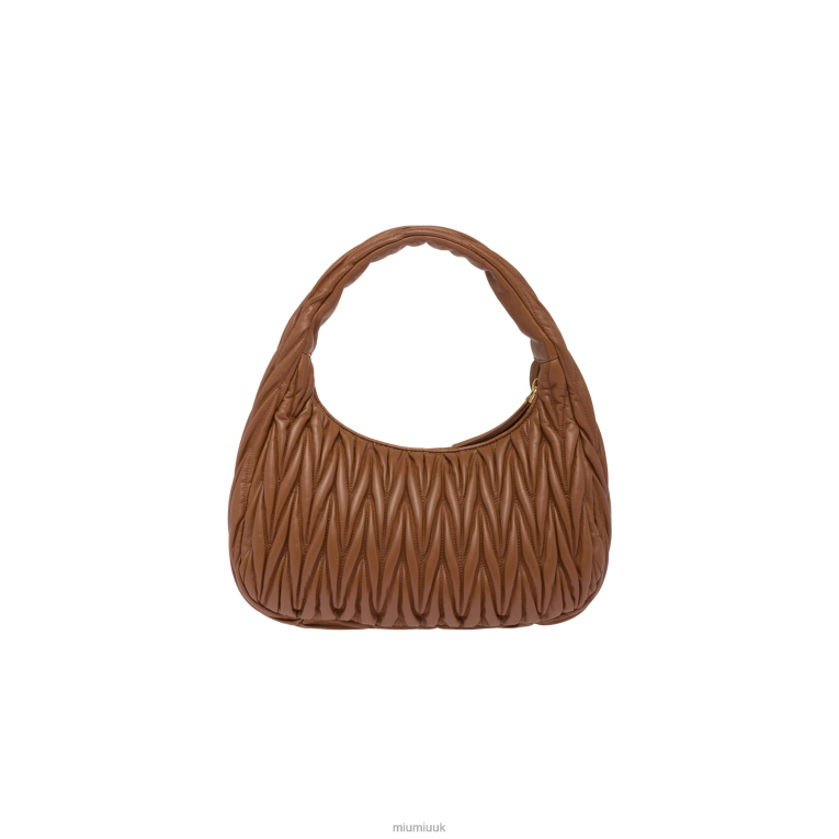 Collection Wander Matelasse Nappa Leather Hobo Bag Miu Miu XH28Z33 Cognac