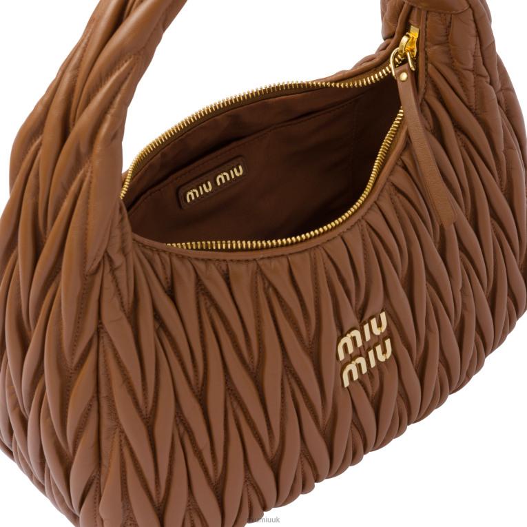 Collection Wander Matelasse Nappa Leather Hobo Bag Miu Miu XH28Z33 Cognac