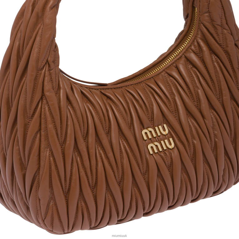 Collection Wander Matelasse Nappa Leather Hobo Bag Miu Miu XH28Z33 Cognac