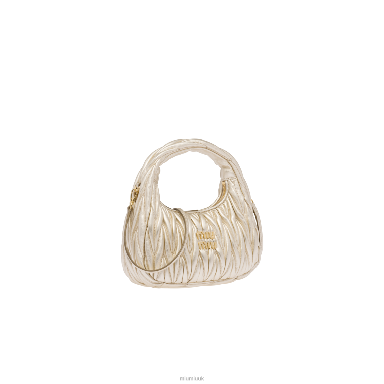 Collection Wander Matelasse Nappa Leather Mini Hobo Bag Miu Miu XH28Z13 Pyrite