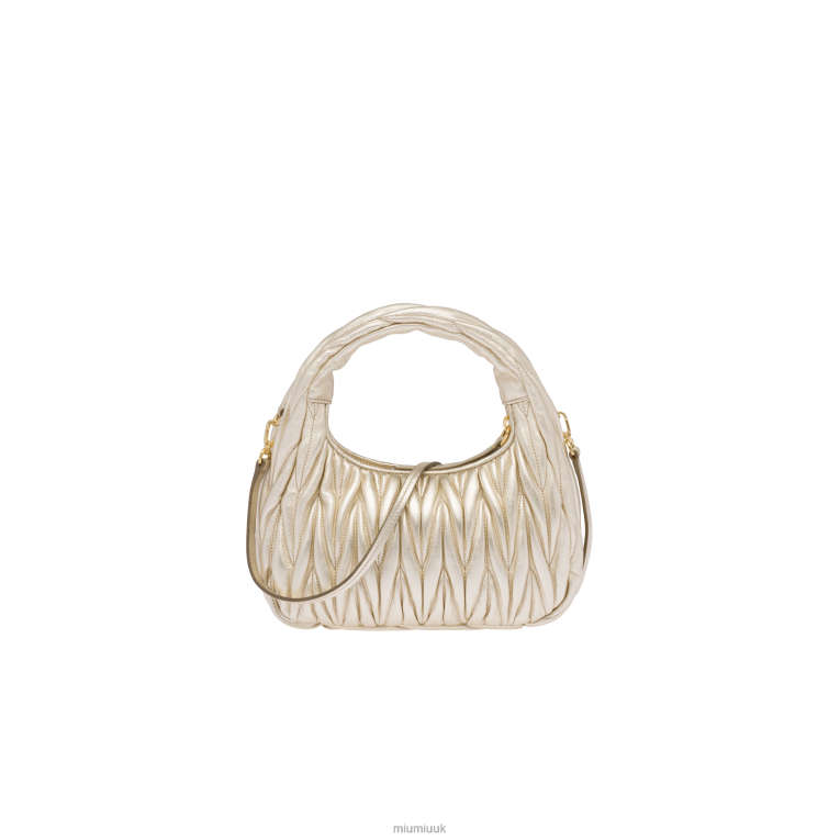Collection Wander Matelasse Nappa Leather Mini Hobo Bag Miu Miu XH28Z13 Pyrite