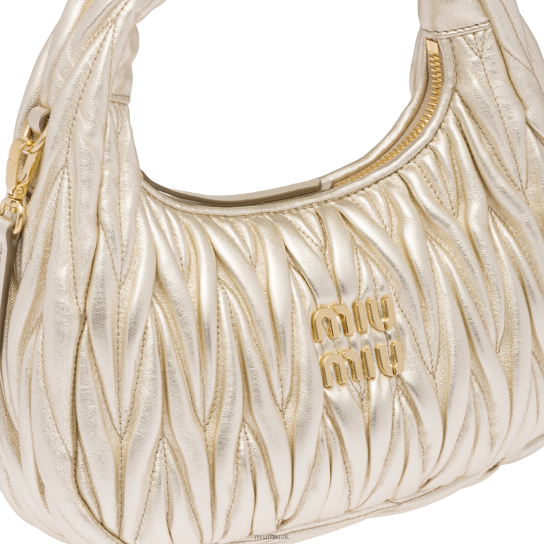 Collection Wander Matelasse Nappa Leather Mini Hobo Bag Miu Miu XH28Z13 Pyrite