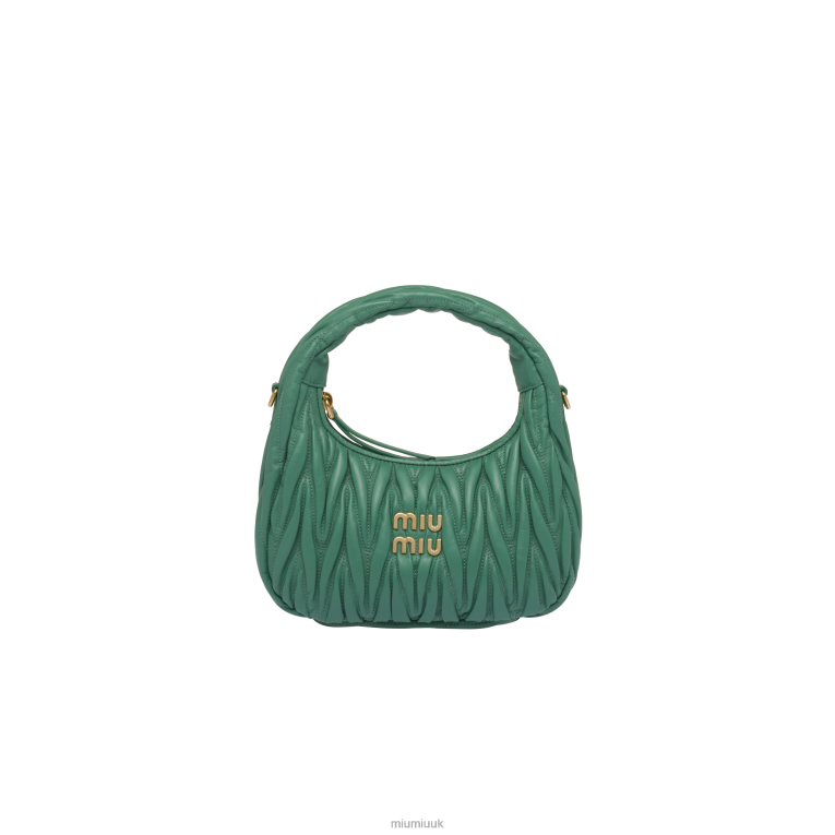 Collection Wander Matelasse Nappa Leather Mini Hobo Bag Miu Miu XH28Z14 Sage Green