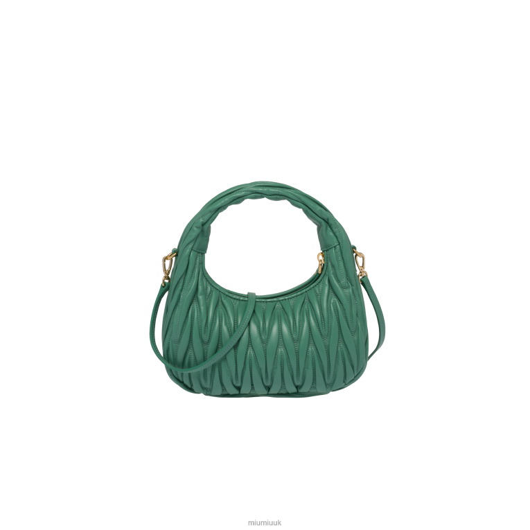 Collection Wander Matelasse Nappa Leather Mini Hobo Bag Miu Miu XH28Z14 Sage Green