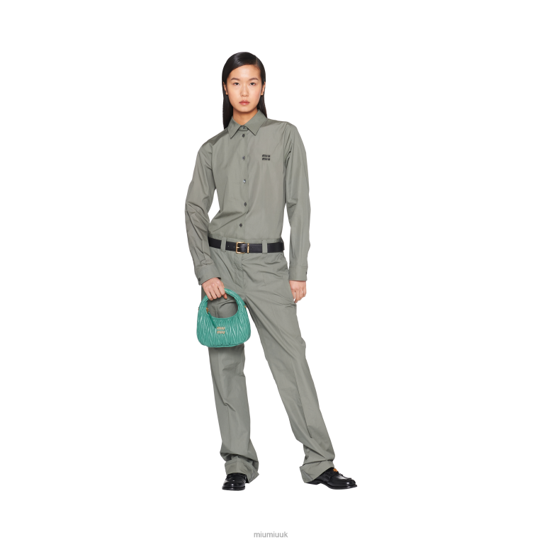 Collection Wander Matelasse Nappa Leather Mini Hobo Bag Miu Miu XH28Z14 Sage Green