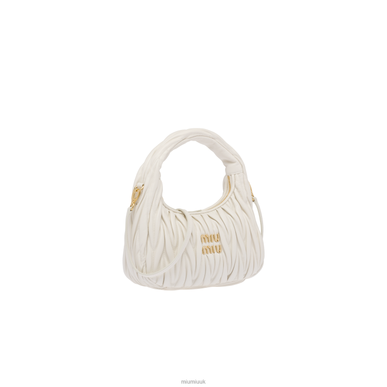 Collection Wander Matelasse Nappa Leather Mini Hobo Bag Miu Miu XH28Z15 White