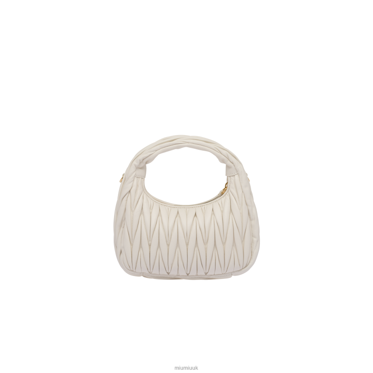 Collection Wander Matelasse Nappa Leather Mini Hobo Bag Miu Miu XH28Z15 White