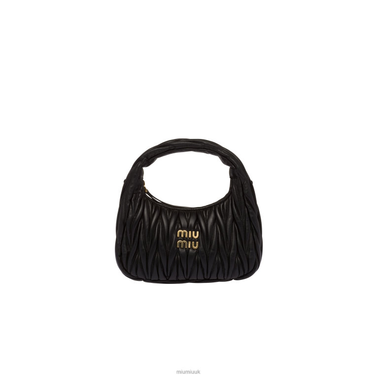 Collection Wander Matelasse Nappa Leather Mini Hobo Bag Miu Miu XH28Z16 Black