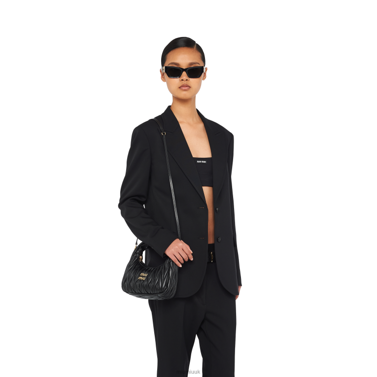 Collection Wander Matelasse Nappa Leather Mini Hobo Bag Miu Miu XH28Z16 Black