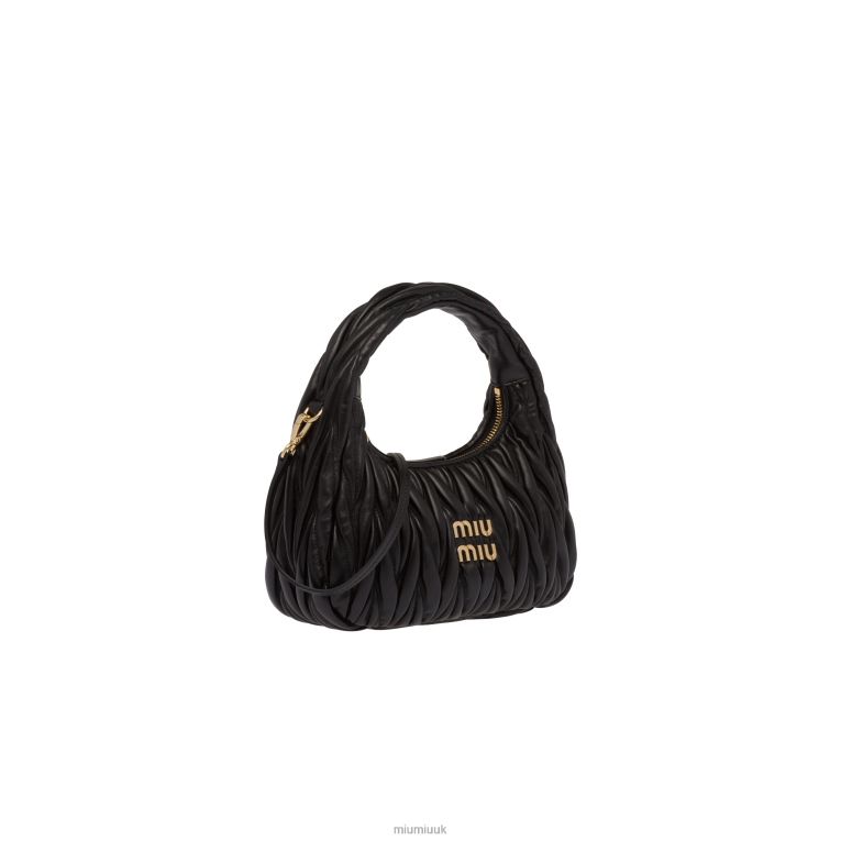 Collection Wander Matelasse Nappa Leather Mini Hobo Bag Miu Miu XH28Z16 Black