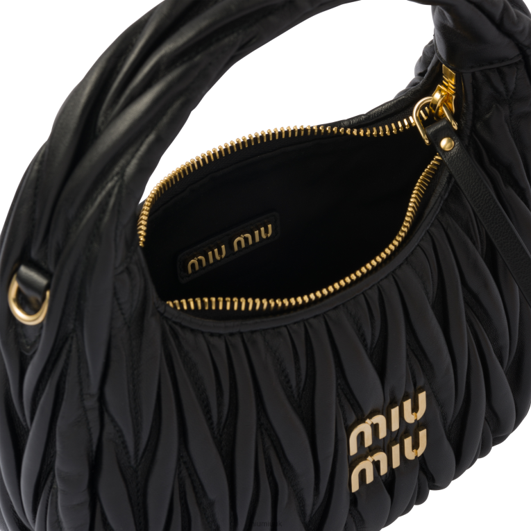 Collection Wander Matelasse Nappa Leather Mini Hobo Bag Miu Miu XH28Z16 Black