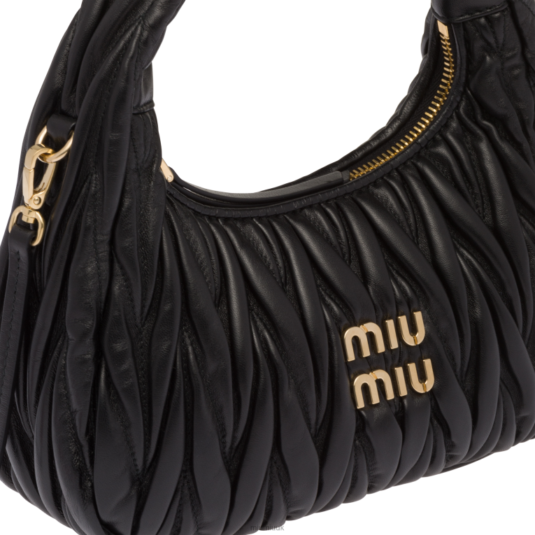 Collection Wander Matelasse Nappa Leather Mini Hobo Bag Miu Miu XH28Z16 Black