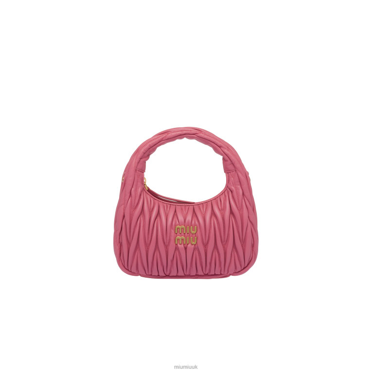 Collection Wander Matelasse Nappa Leather Mini Hobo Bag Miu Miu XH28Z1 Begonia Pink