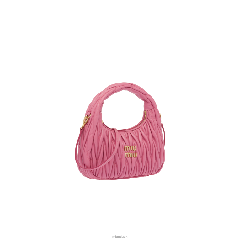 Collection Wander Matelasse Nappa Leather Mini Hobo Bag Miu Miu XH28Z1 Begonia Pink