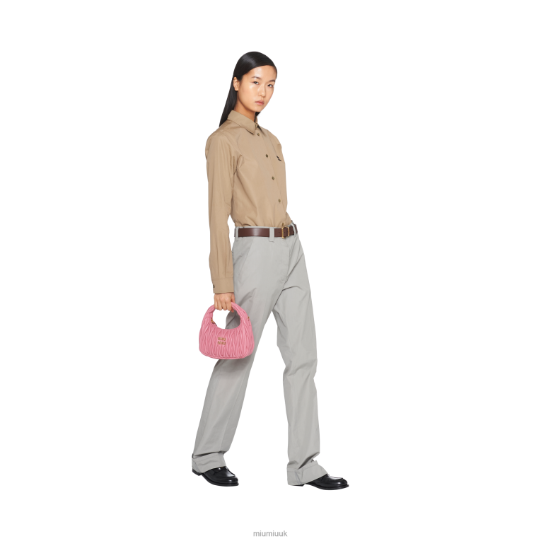 Collection Wander Matelasse Nappa Leather Mini Hobo Bag Miu Miu XH28Z1 Begonia Pink