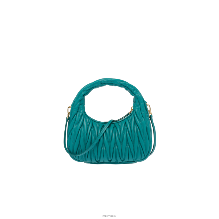 Collection Wander Matelasse Nappa Leather Mini Hobo Bag Miu Miu XH28Z4 Peacock Blue