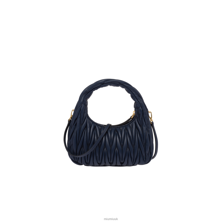Collection Wander Matelasse Nappa Leather Mini Hobo Bag Miu Miu XH28Z5 Baltic Blue