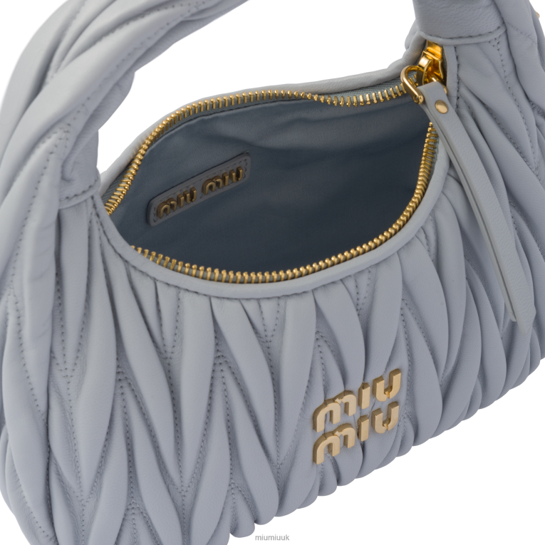 Collection Wander Matelasse Nappa Leather Mini Hobo Bag Miu Miu XH28Z6 Cornflower
