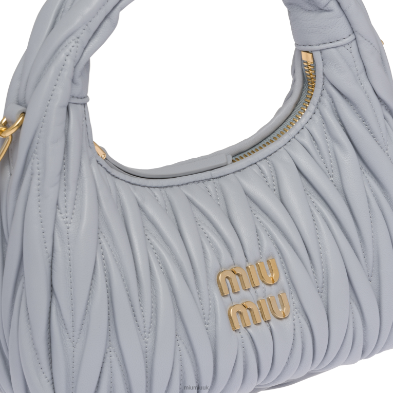 Collection Wander Matelasse Nappa Leather Mini Hobo Bag Miu Miu XH28Z6 Cornflower
