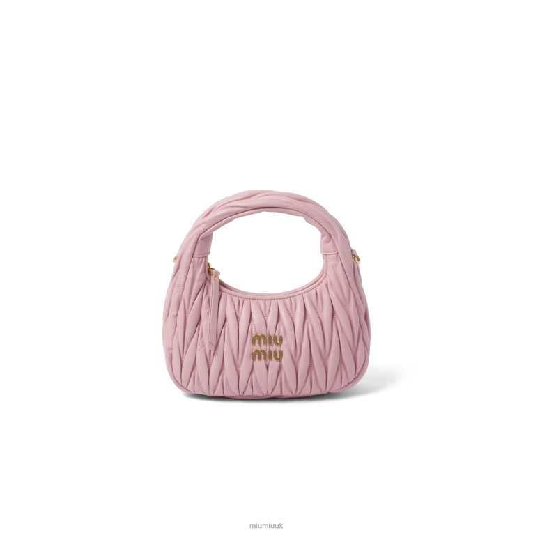 Collection Wander Matelasse Nappa Leather Mini Hobo Bag Miu Miu XH28Z7 Alabaster Pink