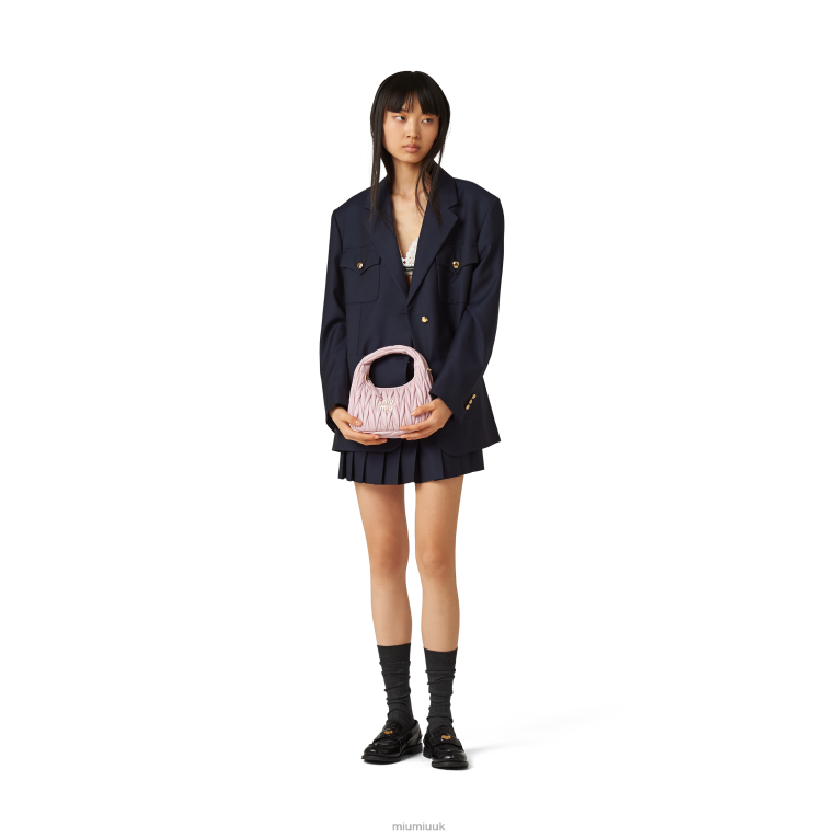 Collection Wander Matelasse Nappa Leather Mini Hobo Bag Miu Miu XH28Z7 Alabaster Pink