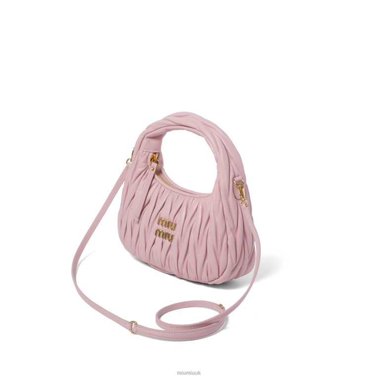 Collection Wander Matelasse Nappa Leather Mini Hobo Bag Miu Miu XH28Z7 Alabaster Pink