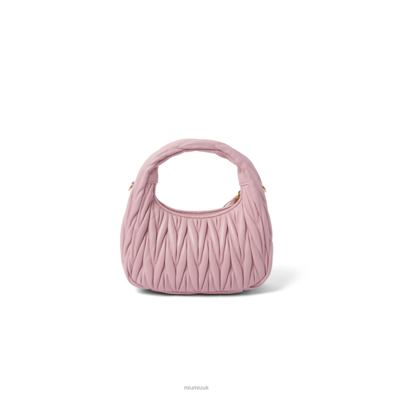Collection Wander Matelasse Nappa Leather Mini Hobo Bag Miu Miu XH28Z7 Alabaster Pink