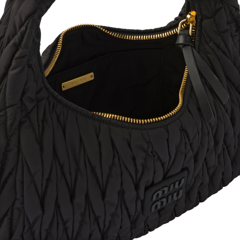 Collection Wander Matelasse Regenerated Nylon Hobo Bag Miu Miu XH28Z36 Black