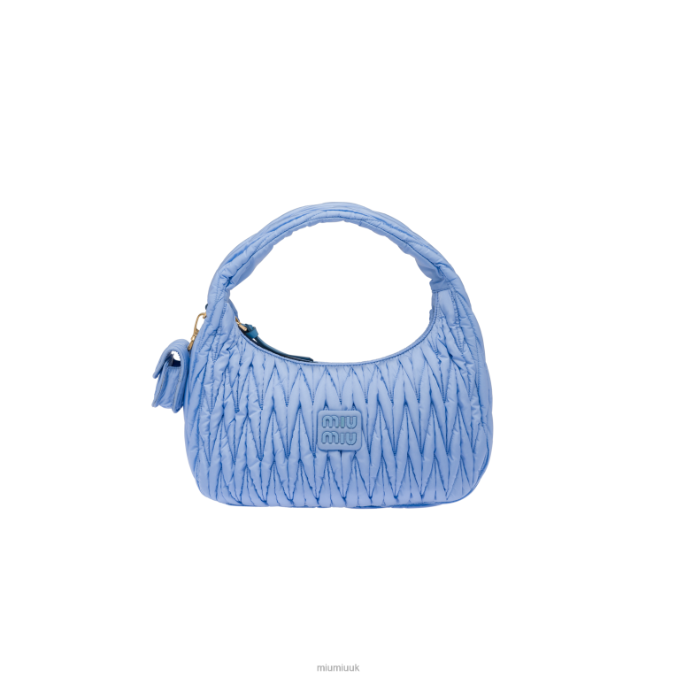 Collection Wander Matelasse Regenerated Nylon Hobo Bag Miu Miu XH28Z37 Astral Blue