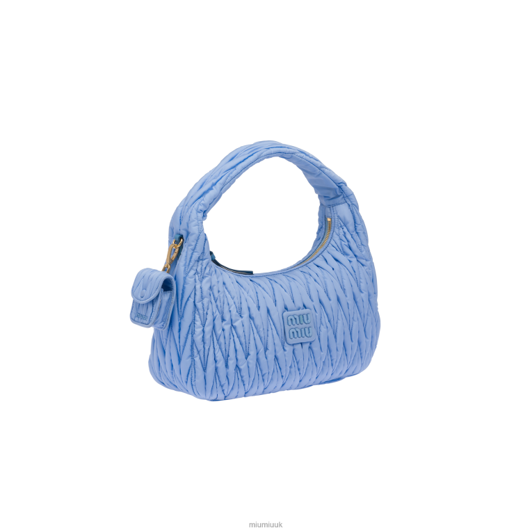 Collection Wander Matelasse Regenerated Nylon Hobo Bag Miu Miu XH28Z37 Astral Blue