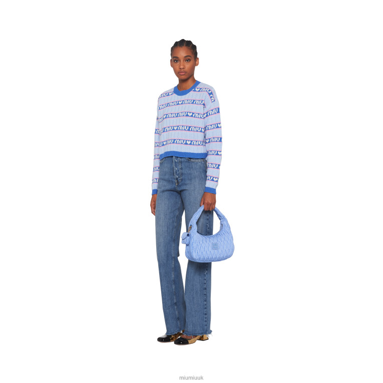Collection Wander Matelasse Regenerated Nylon Hobo Bag Miu Miu XH28Z37 Astral Blue