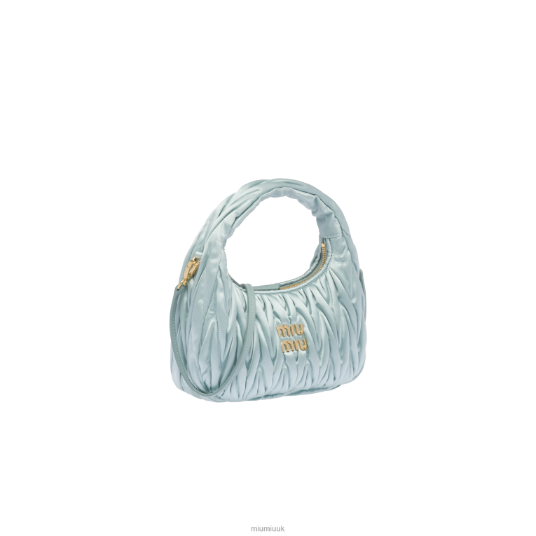 Collection Wander Matelasse Satin Mini Hobo Bag Miu Miu XH28Z10 Lake Blue
