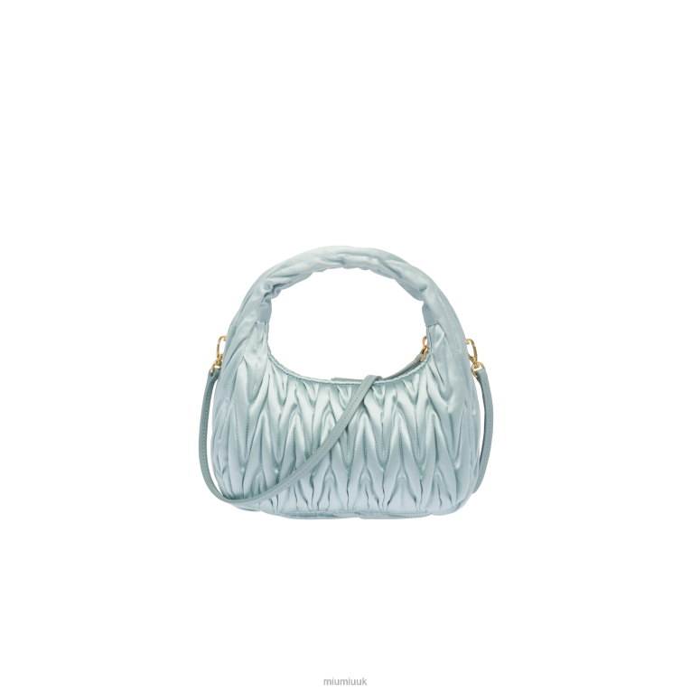 Collection Wander Matelasse Satin Mini Hobo Bag Miu Miu XH28Z10 Lake Blue