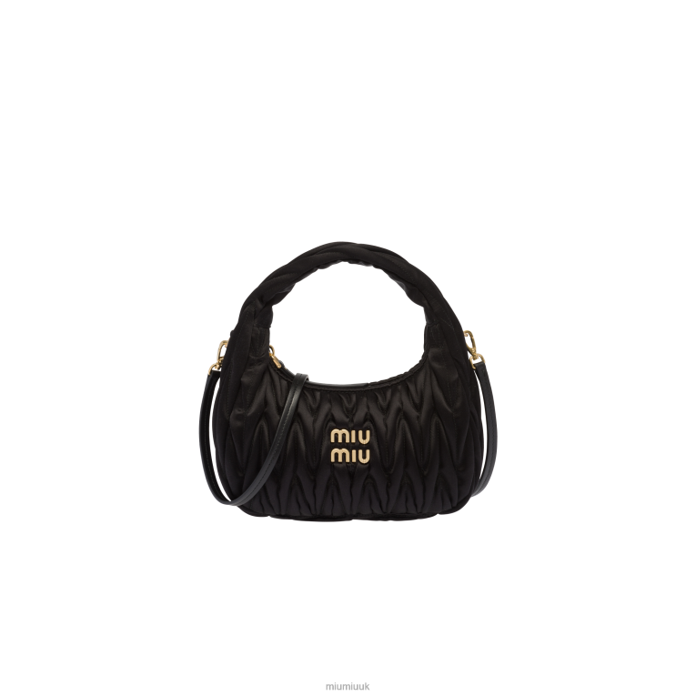 Collection Wander Matelasse Satin Mini Hobo Bag Miu Miu XH28Z11 Black