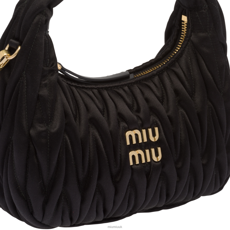 Collection Wander Matelasse Satin Mini Hobo Bag Miu Miu XH28Z11 Black
