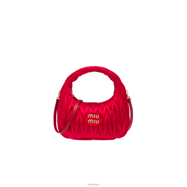 Collection Wander Matelasse Satin Mini Hobo Bag Miu Miu XH28Z9 Red