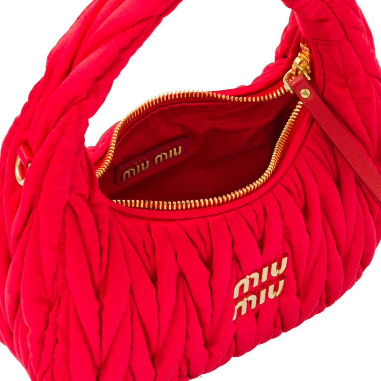 Collection Wander Matelasse Satin Mini Hobo Bag Miu Miu XH28Z9 Red
