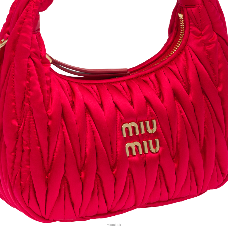Collection Wander Matelasse Satin Mini Hobo Bag Miu Miu XH28Z9 Red