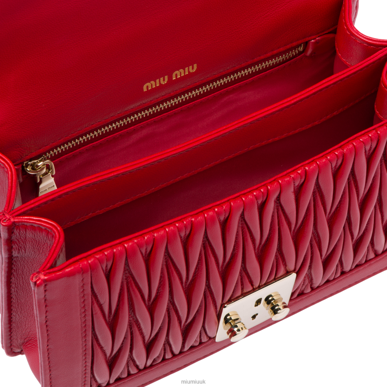 Collection Confidential Matelasse Nappa Leather Bag Miu Miu XH28Z116 Fiery Red
