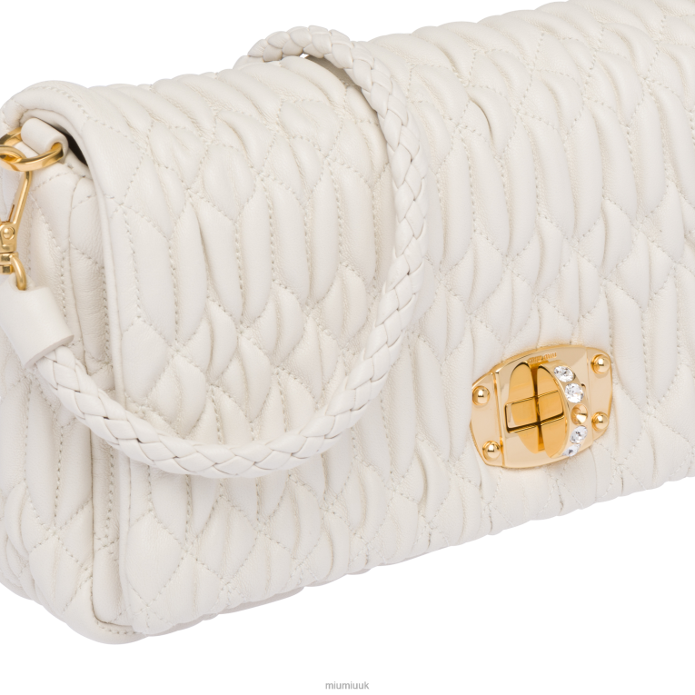 Collection Crystal Cloque Nappa Leather Bag Miu Miu XH28Z106 White