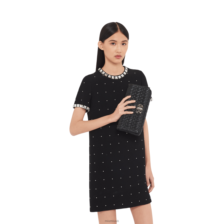 Collection Iconic Crystal Cloque Nappa Leather Bag Miu Miu XH28Z107 Black