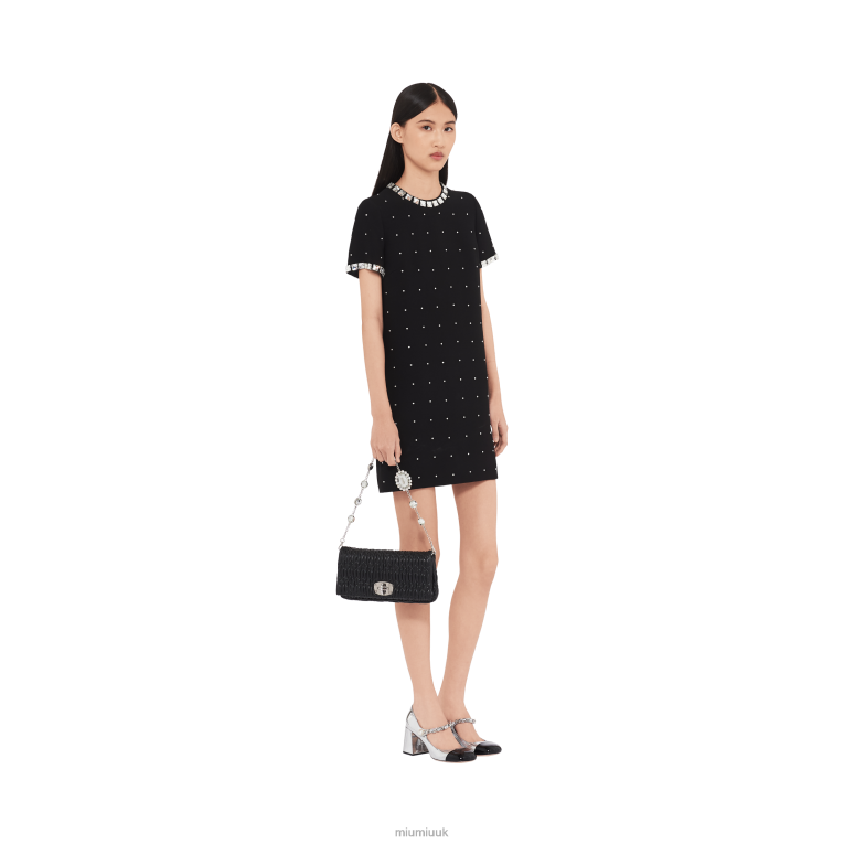 Collection Iconic Crystal Cloque Nappa Leather Bag Miu Miu XH28Z107 Black